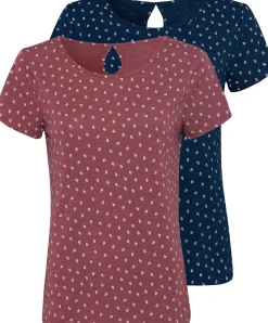Shirts|LASCANA T-Shirt beere-gemustert,navy-gemustert