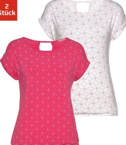 Strandmode|Shirts|LASCANA T-Shirt pink,weiß
