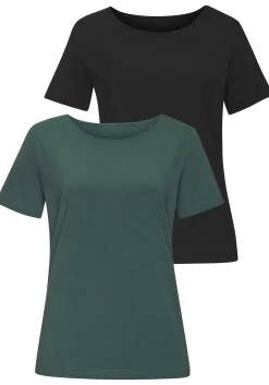 Strandmode|LASCANA T-Shirt eukalyptus,schwarz