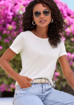 Strandmode|LASCANA T-Shirt hellblau,creme