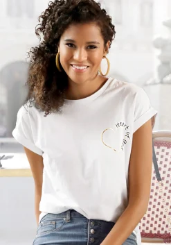 Strandmode|Shirts|LASCANA T-Shirt weiß