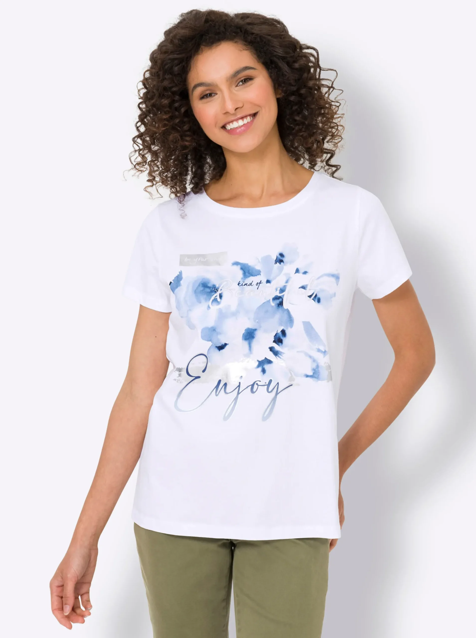 Strandmode|heine T-Shirt aus reiner Baumwolle weiß