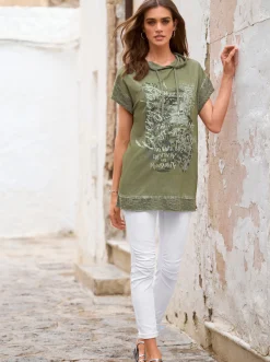 Pullover|Shirts|heine T-Shirt im Oil-dyed-Stil khaki