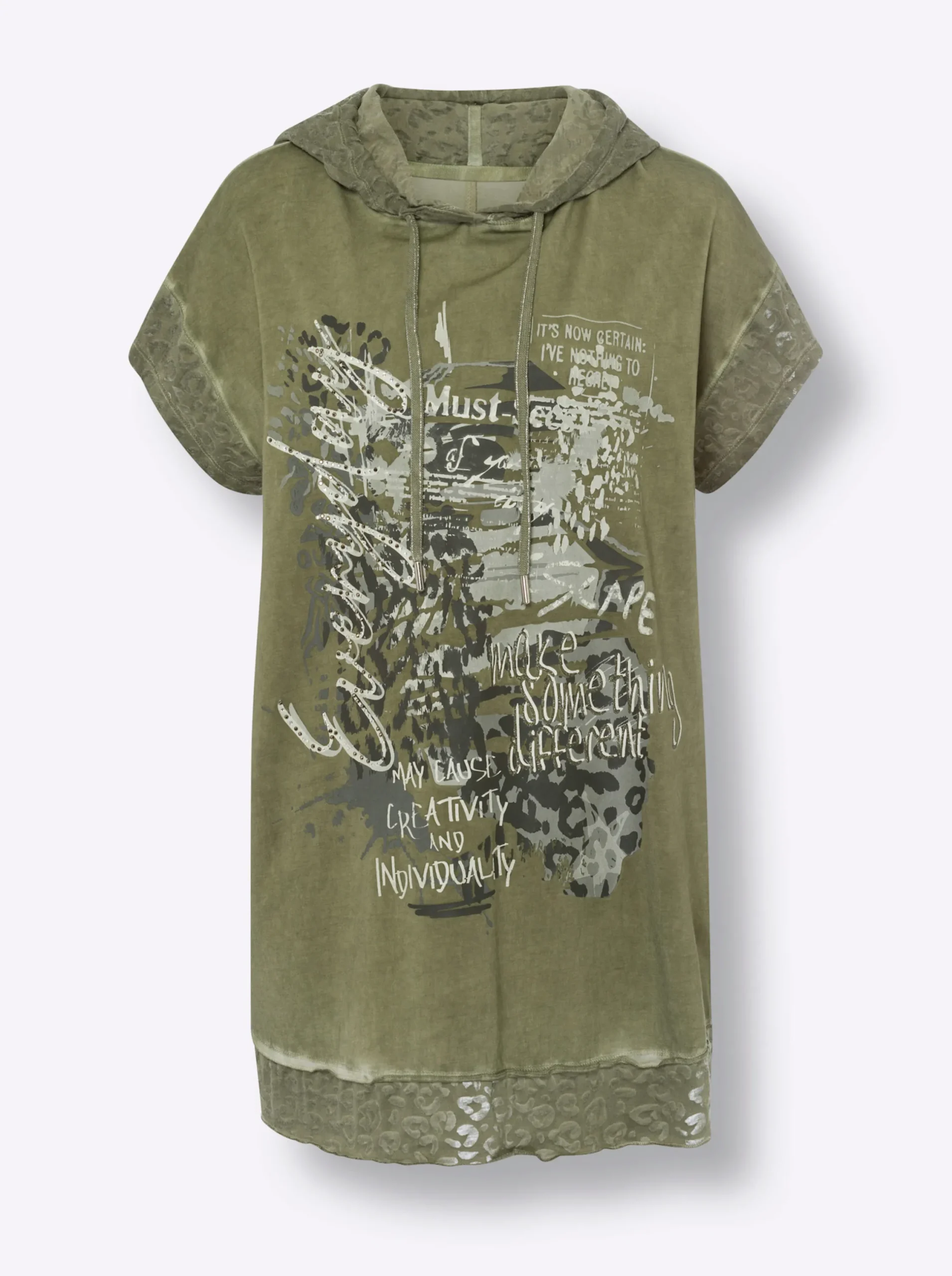 Pullover|Shirts|heine T-Shirt im Oil-dyed-Stil khaki