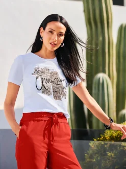 Shirts|heine T-Shirt Mit Glitzersteinchen weiß