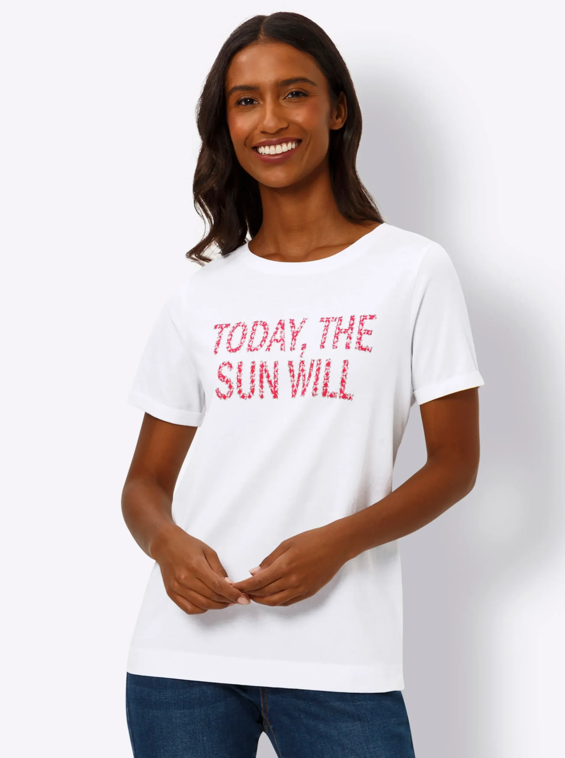Shirts|heine T-Shirt mit Schriftzug weiß