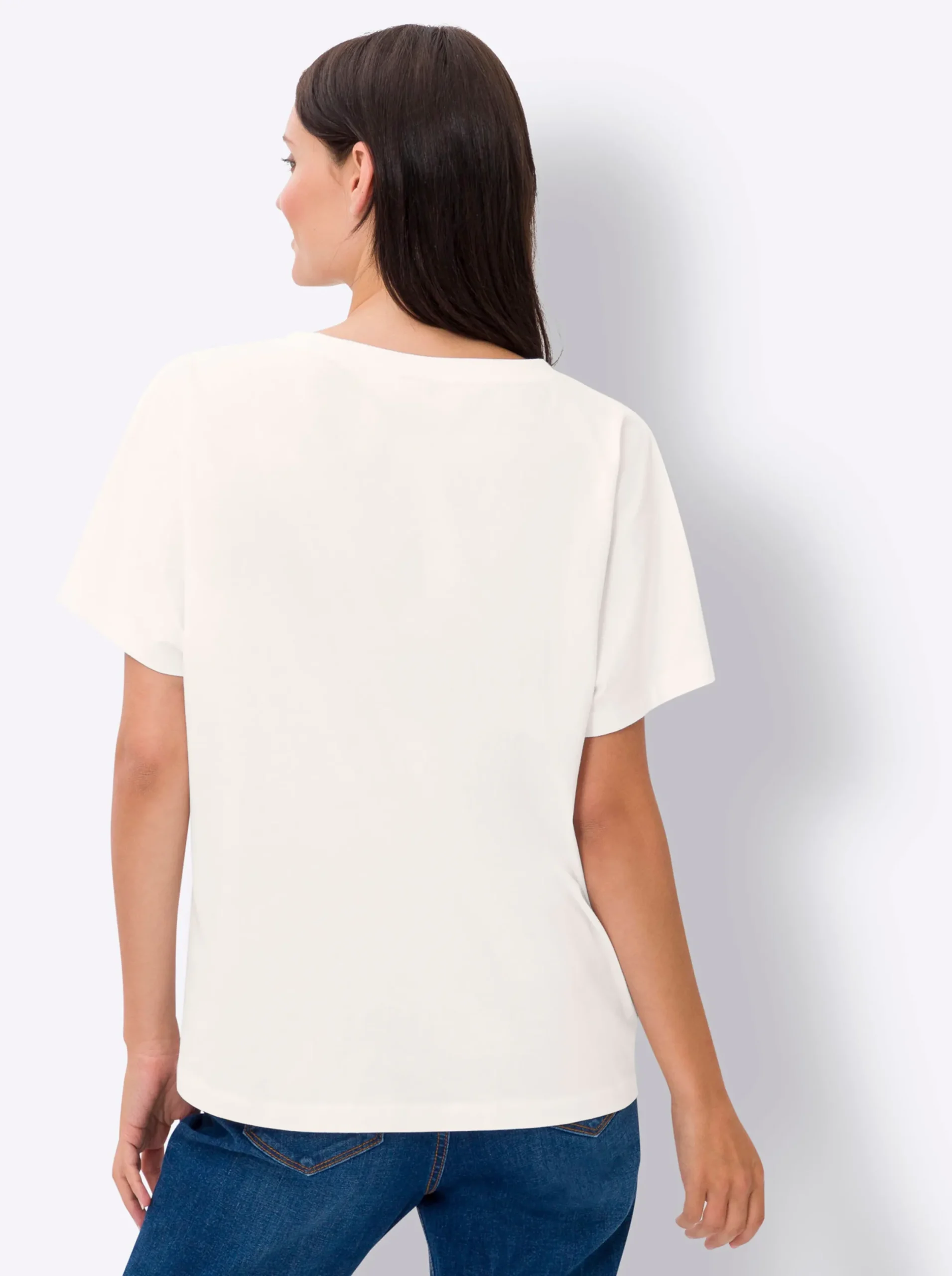 Shirts|heine T-Shirt mit Stickerei-Schriftzug ecru