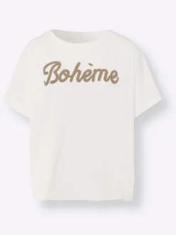 Shirts|heine T-Shirt mit Stickerei-Schriftzug ecru