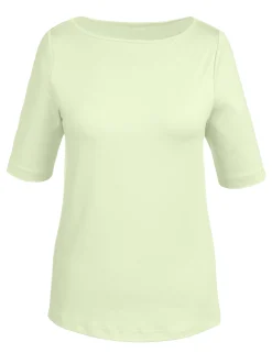 Shirts| T-Shirt mit U-Boot-Ausschnitt pistazie