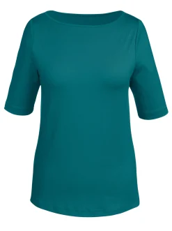 Shirts| T-Shirt mit U-Boot-Ausschnitt petrol