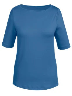 Shirts| T-Shirt mit U-Boot-Ausschnitt blau
