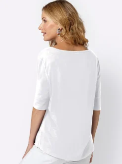 Shirts| T-Shirt mit zweilagigem Ärmelbündchen wollweiß