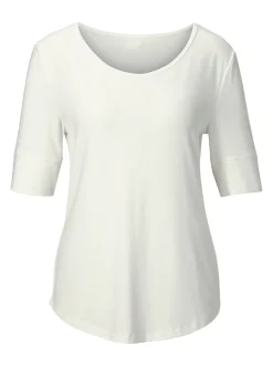 Shirts| T-Shirt mit zweilagigem Ärmelbündchen wollweiß