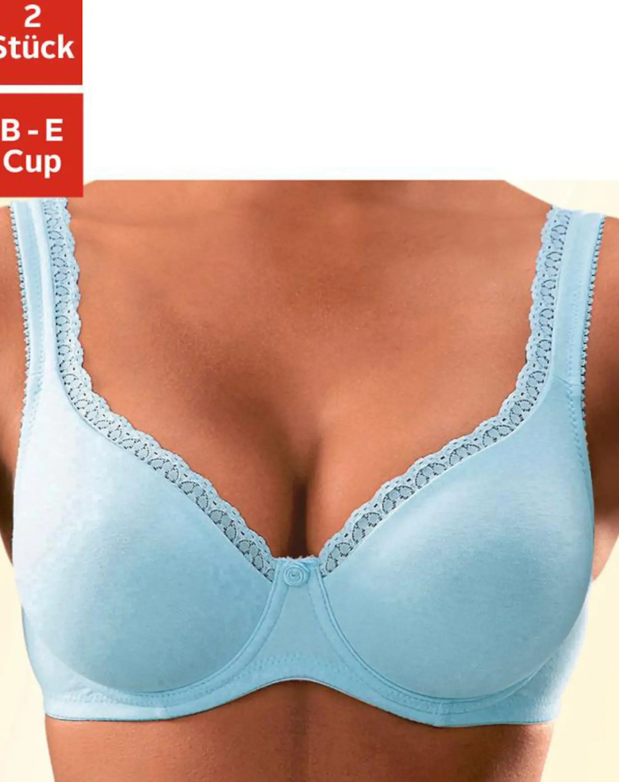 Bhs|petite fleur T-Shirt-BH hellblau+weiß
