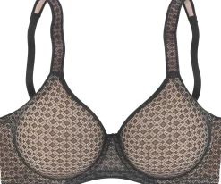 Bhs|petite fleur T-Shirt-BH schwarz-nougat+weiß