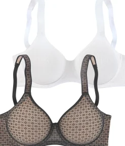 Bhs|petite fleur T-Shirt-BH schwarz-nougat+weiß