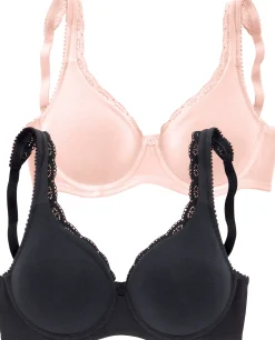 Bhs|petite fleur T-Shirt-BH puder+schwarz