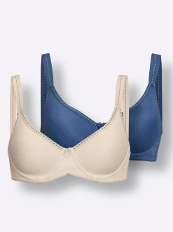 Bhs|wäschepur T-Shirt-BH mit Bügel jeansblau+elfenbein