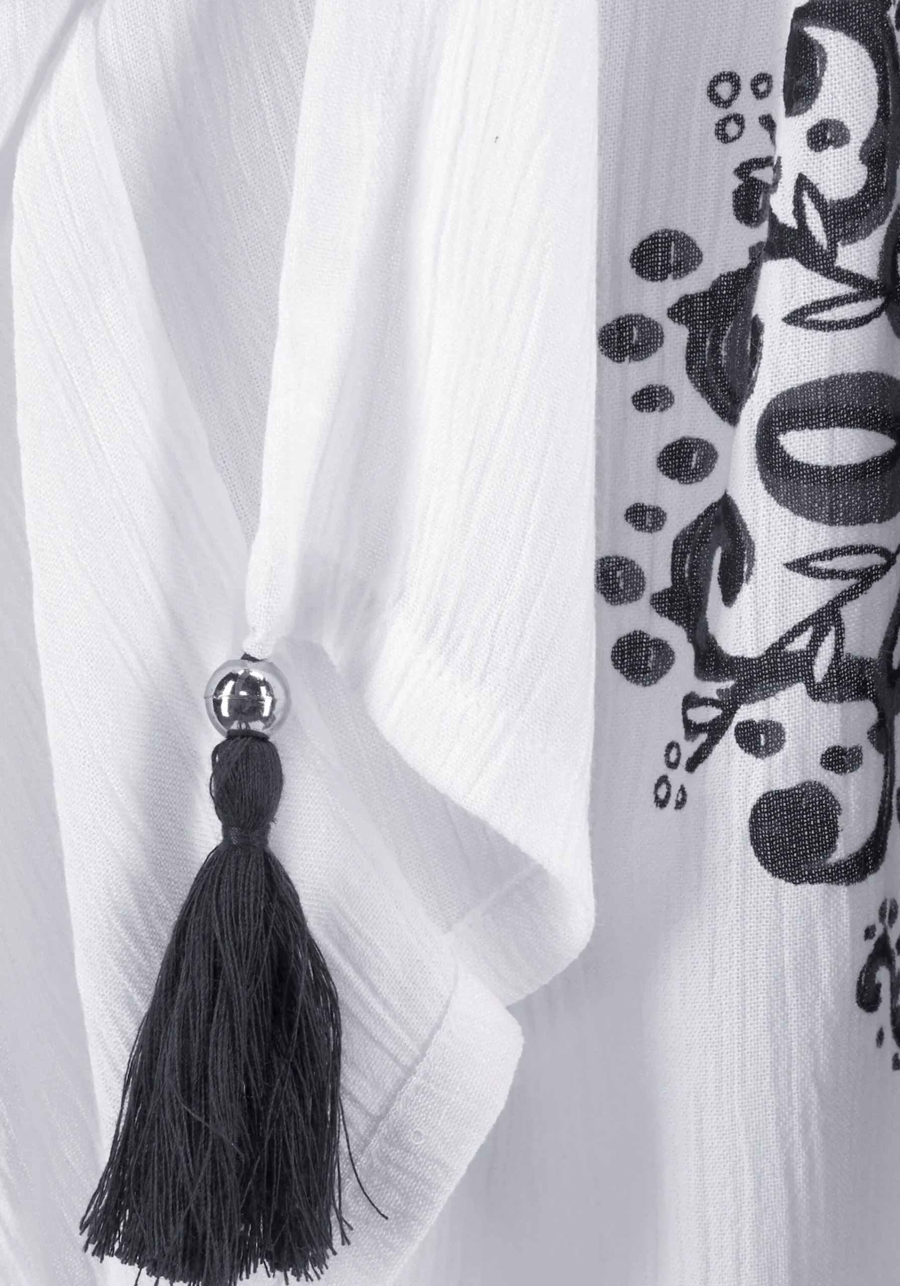 Blusen|Shirts|Buffalo Tunika weiß-schwarz-bedruckt