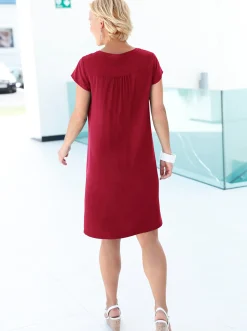 Strandkleider|Basics| Tunikakleid in gerader Schnittform rot