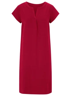 Strandkleider|Basics| Tunikakleid in gerader Schnittform rot