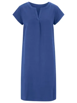 Strandkleider|Basics| Tunikakleid in gerader Schnittform royalblau