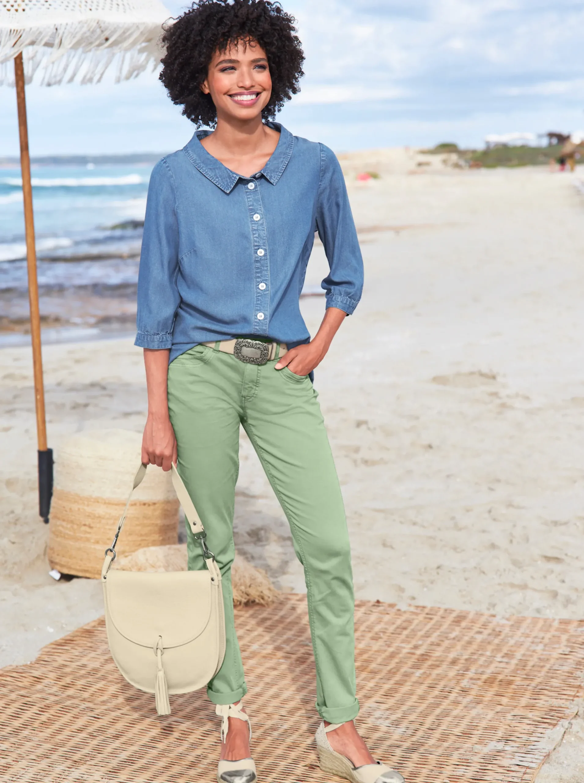 Hosen|heine Twill-Hose eucalyptus