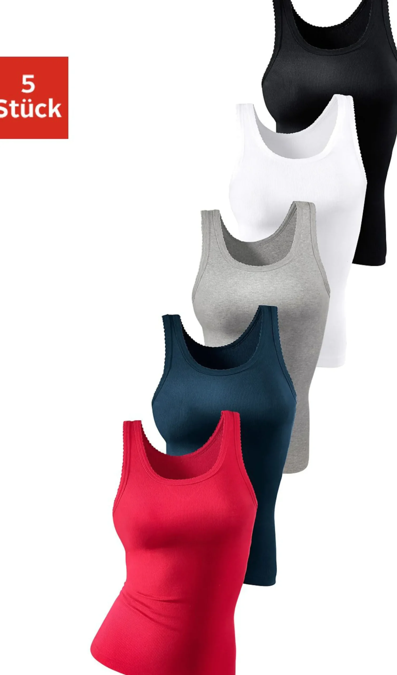 Bodies & Unterhemden|petite fleur Unterhemd rot,marine,grau-meliert,weiß,schwarz