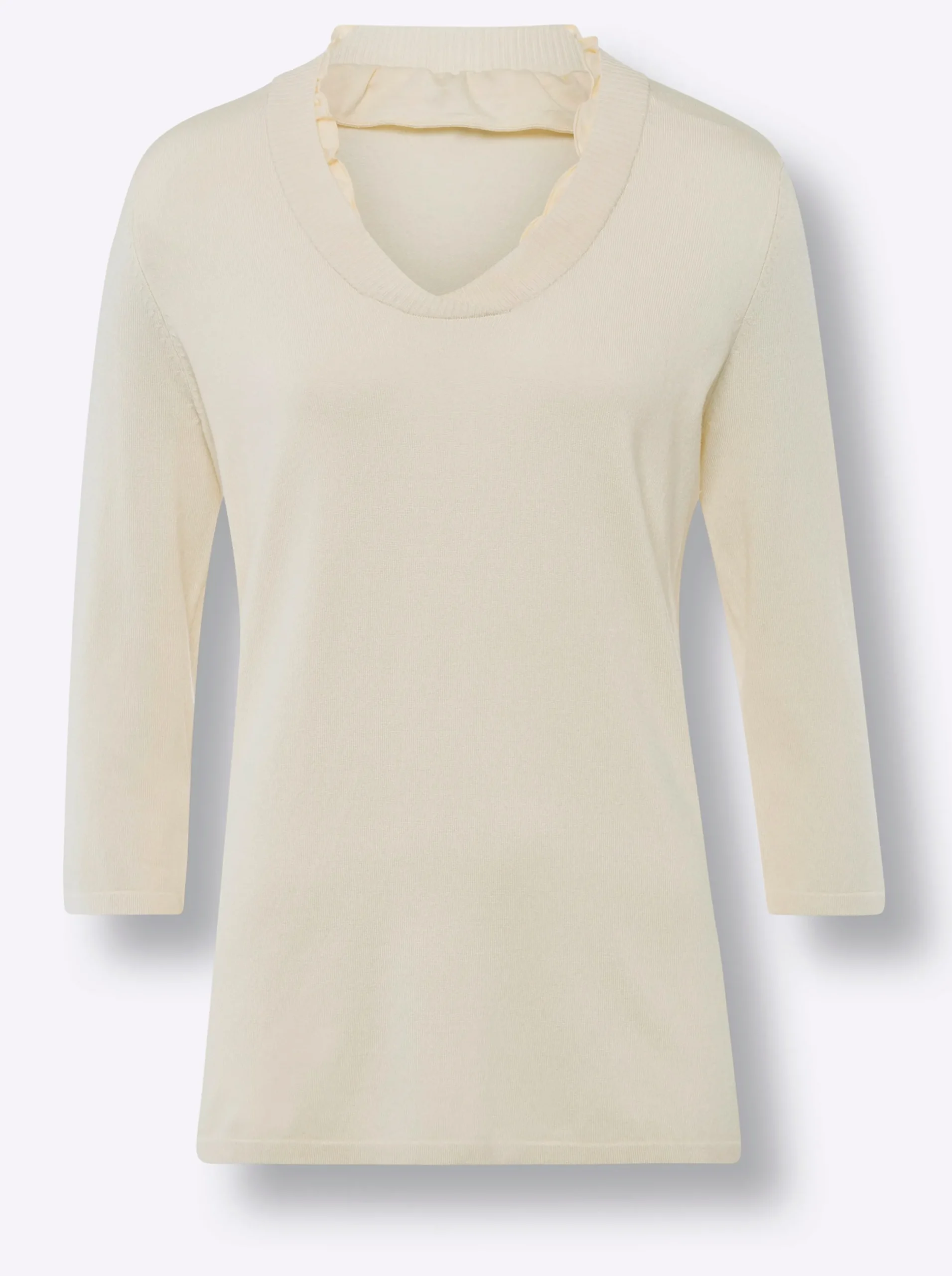 Pullover|heine V-Ausschnitt-Pullover champagner