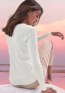 Strandmode|Pullover|Vivance V-Ausschnitt-Pullover creme
