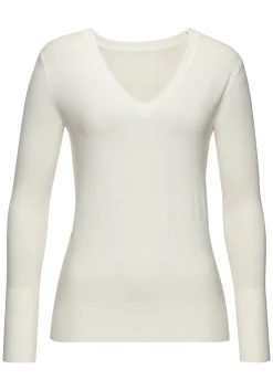 Strandmode|Pullover|Vivance V-Ausschnitt-Pullover creme