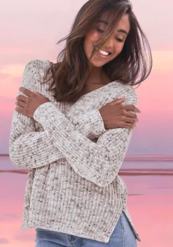 Strandmode|Pullover|Buffalo V-Ausschnitt-Pullover braun-creme