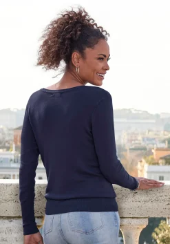 Strandmode|Pullover|Vivance V-Ausschnitt-Pullover marine