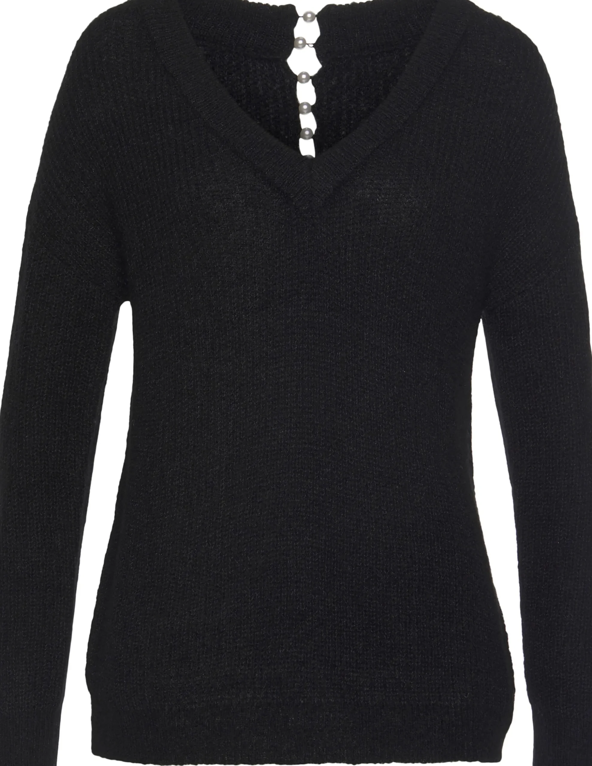 Strandmode|Pullover|LASCANA V-Ausschnitt-Pullover schwarz