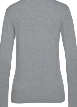 Strandmode|Pullover|Vivance V-Ausschnitt-Pullover grau-meliert