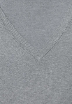 Strandmode|Pullover|Vivance V-Ausschnitt-Pullover grau-meliert