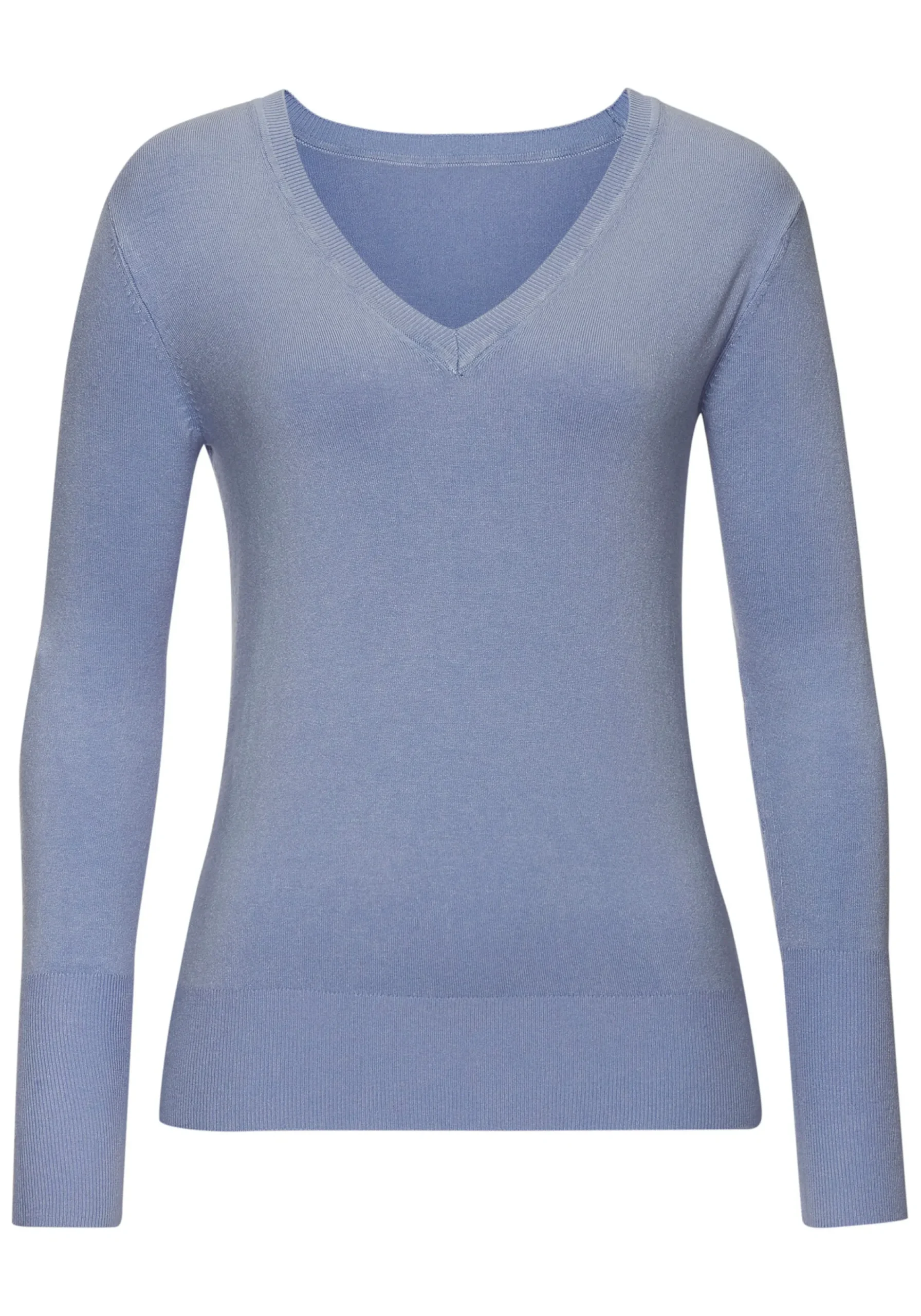 Pullover|Vivance V-Ausschnitt-Pullover hellblau