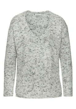 Strandmode|Buffalo V-Ausschnitt-Pullover grau-creme