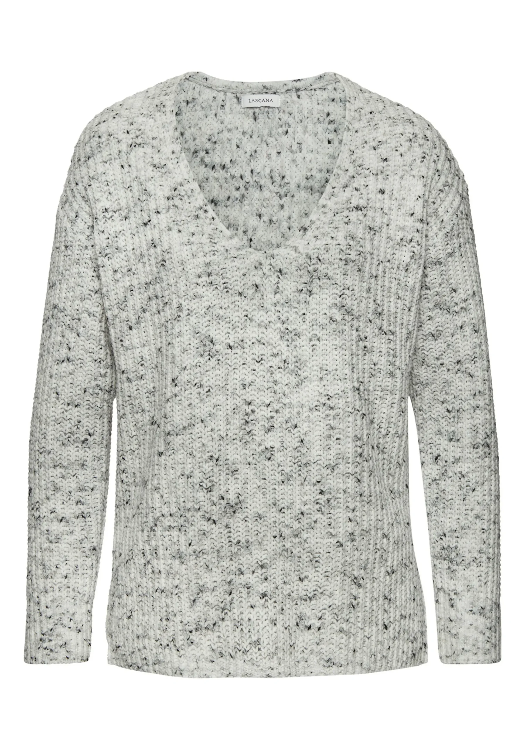 Strandmode|Buffalo V-Ausschnitt-Pullover grau-creme