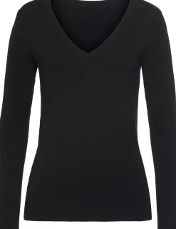 Pullover|Vivance V-Ausschnitt-Pullover schwarz