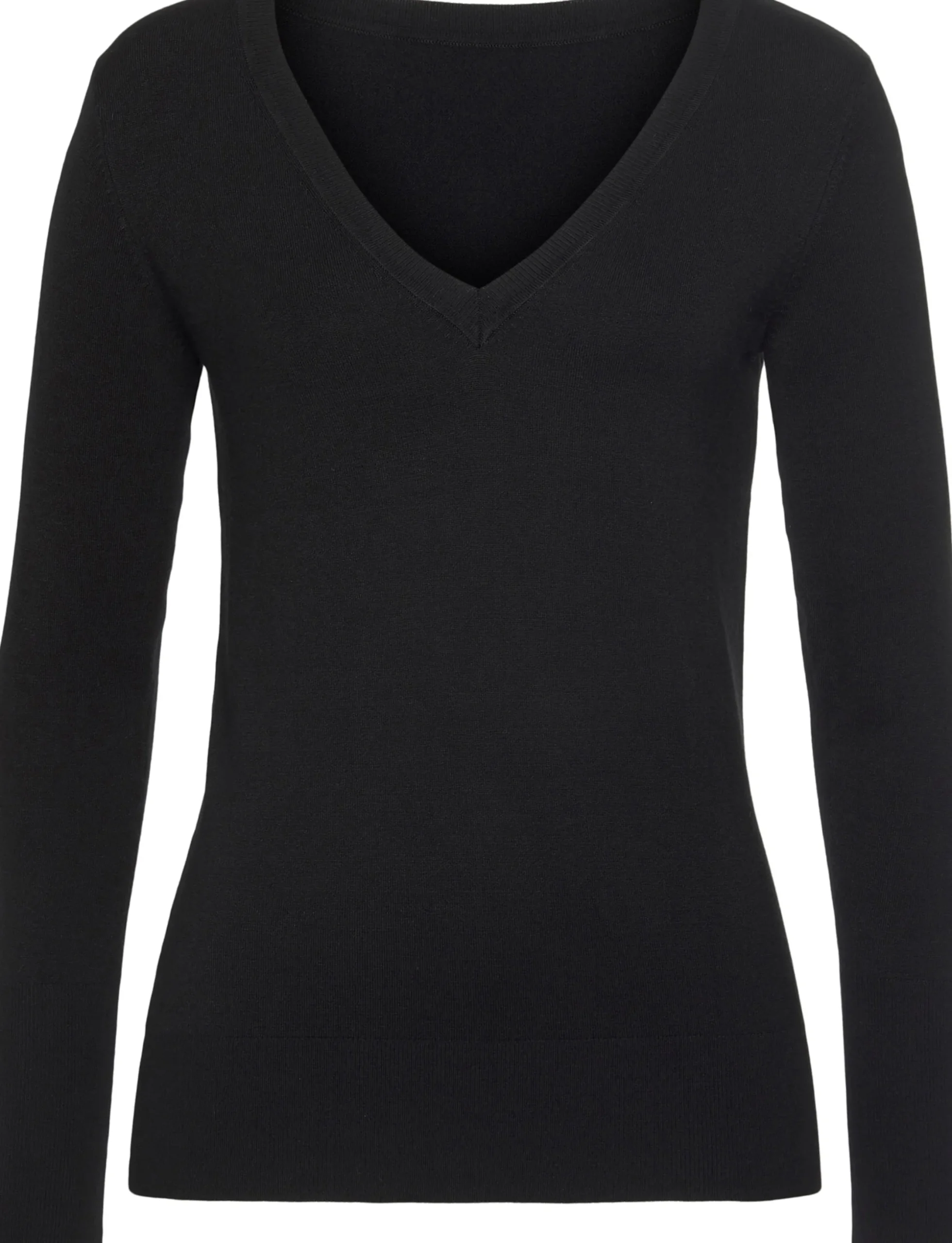 Pullover|Vivance V-Ausschnitt-Pullover schwarz