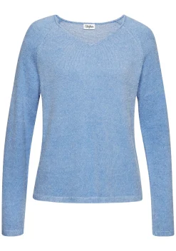 Pullover|Buffalo V-Ausschnitt-Pullover blaumeliert
