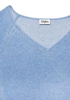 Pullover|Buffalo V-Ausschnitt-Pullover blaumeliert
