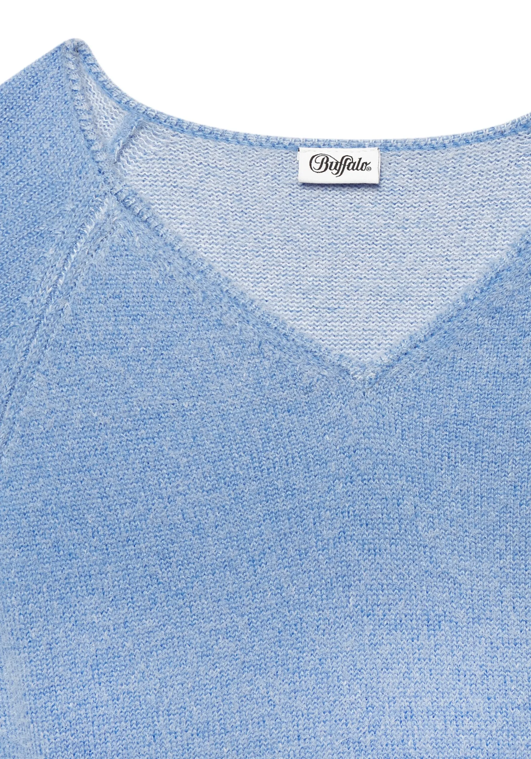 Pullover|Buffalo V-Ausschnitt-Pullover blaumeliert