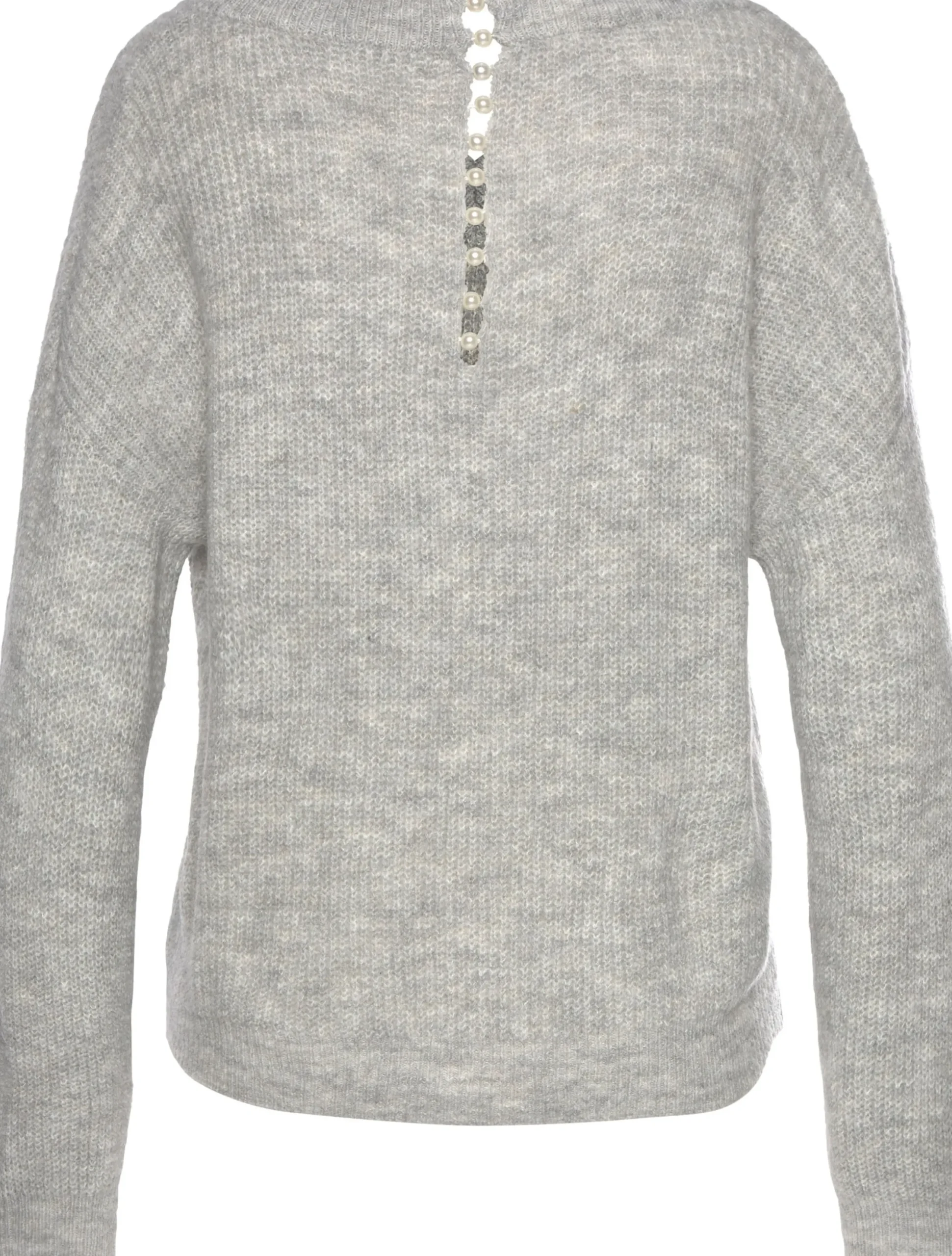 Pullover|LASCANA V-Ausschnitt-Pullover grau-meliert