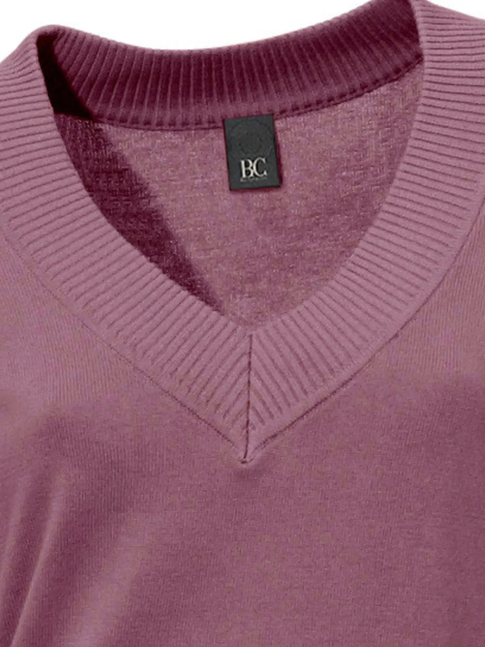 Pullover|heine V-Ausschnitt-Pullover aus reiner Baumwolle mauve