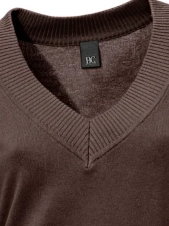 Pullover|heine V-Ausschnitt-Pullover aus reiner Baumwolle schokobraun