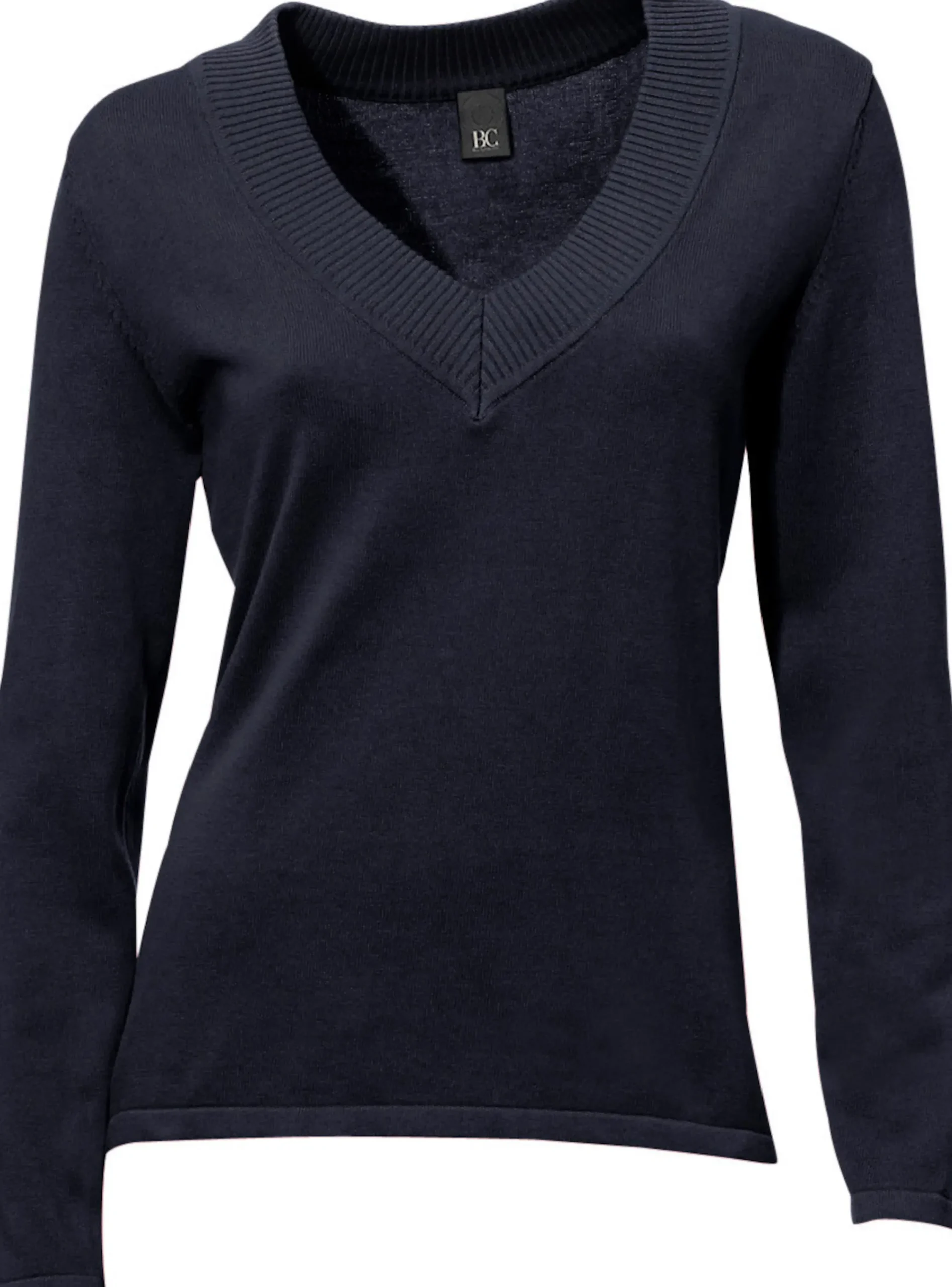 Pullover|heine V-Ausschnitt-Pullover aus reiner Baumwolle marine