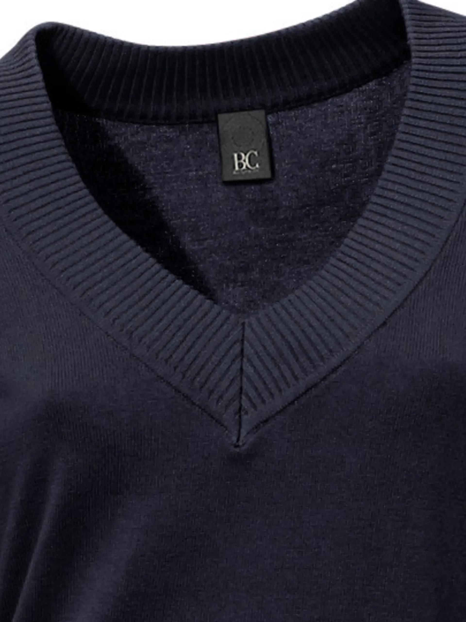 Pullover|heine V-Ausschnitt-Pullover aus reiner Baumwolle marine