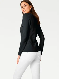 Pullover|heine V-Ausschnitt-Pullover aus reiner Baumwolle schwarz